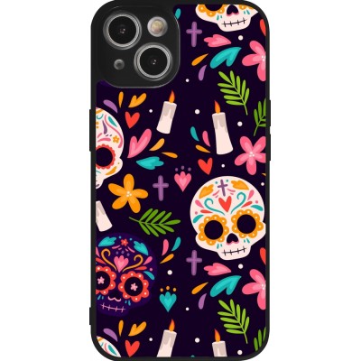 Coque iPhone 14 - Silicone rigide noir Halloween 2023 mexican style