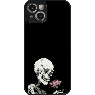 Coque iPhone 14 - Silicone rigide noir Halloween 2023 rose and skeleton