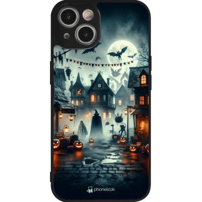 Coque iPhone 14 - Silicone rigide noir Halloween Spookville