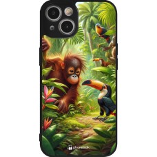 iPhone 14 Case Hülle - Silikon schwarz Tropischer Dschungel Tayrona