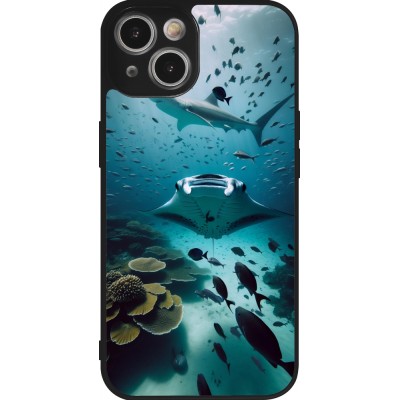 Coque iPhone 14 - Silicone rigide noir Manta Lagon Nettoyage