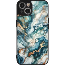 Coque iPhone 14 - Silicone rigide noir Marbre Vert Bleu Doré