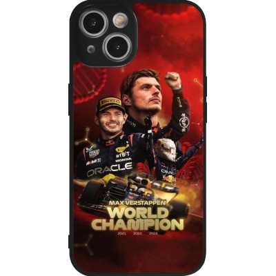 Coque iPhone 14 - Silicone rigide noir Max Verstappen Champion 2023