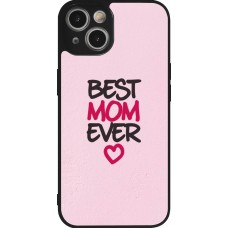 Coque iPhone 14 - Silicone rigide noir Mom 2023 best Mom ever pink