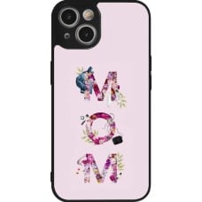 Coque iPhone 14 - Silicone rigide noir Mom 2024 girly mom