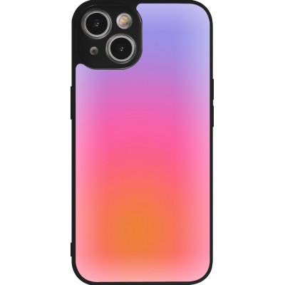 Coque iPhone 14 - Silicone rigide noir Orange Pink Blue Gradient