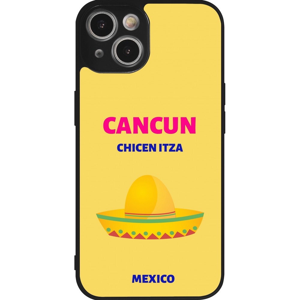 Coque iPhone 14 - Silicone rigide noir Pop Summer Destination Cancun