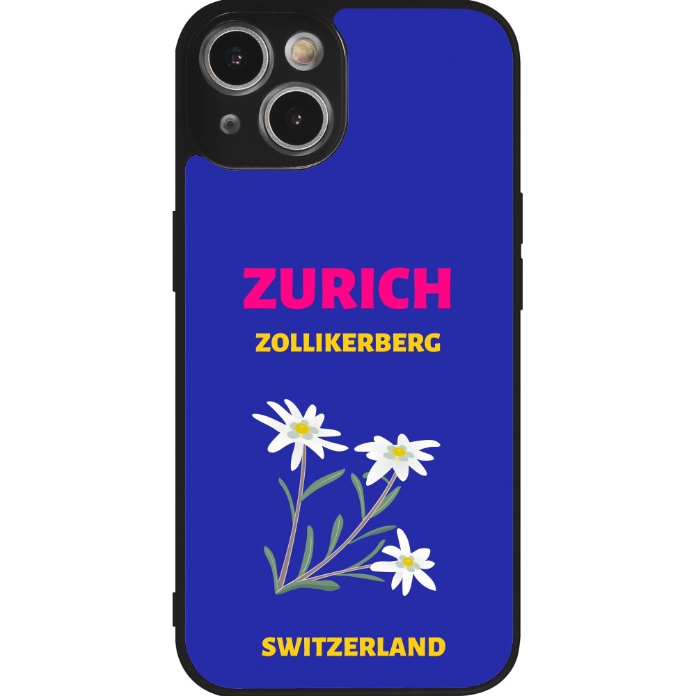 Coque iPhone 14 - Silicone rigide noir Pop Summer Destination Zurich