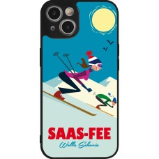 Coque iPhone 14 - Silicone rigide noir Saas-Fee Ski Downhill