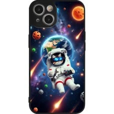 Coque iPhone 14 - Silicone rigide noir VR SpaceCat Odyssey