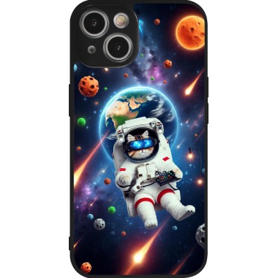 Coque iPhone 14 - Silicone rigide noir VR SpaceCat Odyssey