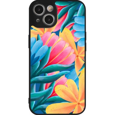 Coque iPhone 14 - Silicone rigide noir Spring 23 colorful flowers