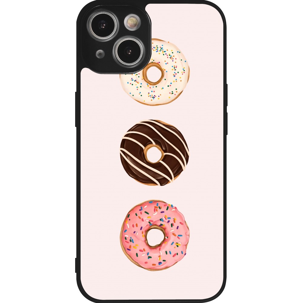 Coque iPhone 14 - Silicone rigide noir Spring 23 donuts