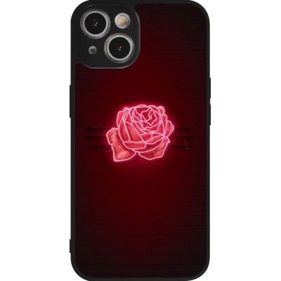 Coque iPhone 14 - Silicone rigide noir Spring 23 neon rose