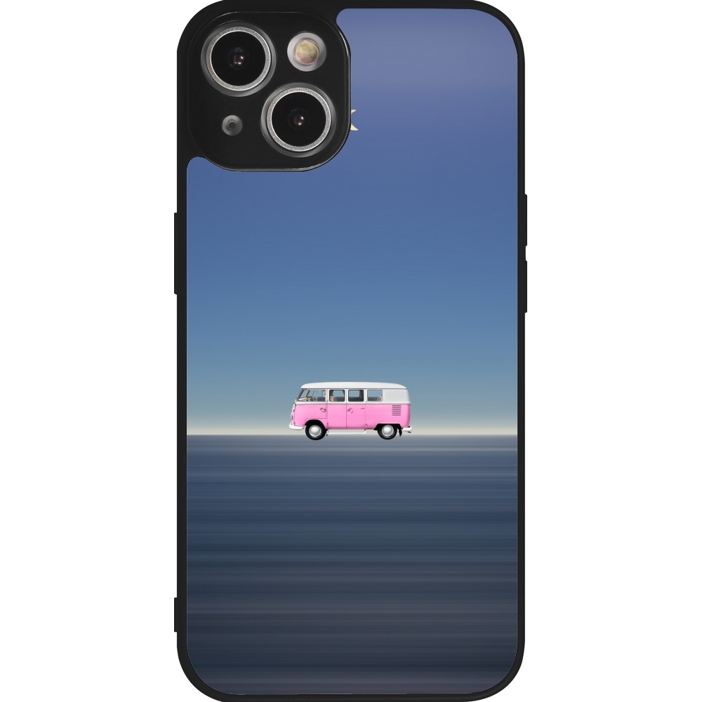 Coque iPhone 14 - Silicone rigide noir Spring 23 pink bus