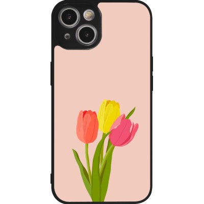 Coque iPhone 14 - Silicone rigide noir Spring 23 tulip trio