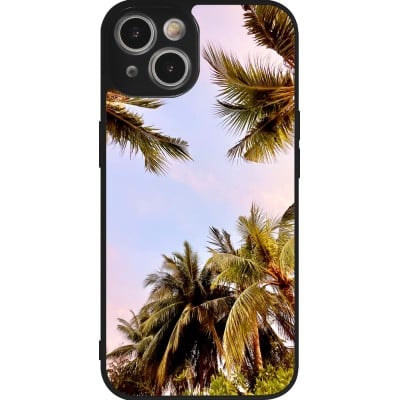 Coque iPhone 14 - Silicone rigide noir Summer 2023 palm tree vibe