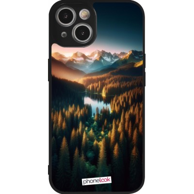 Coque iPhone 14 - Silicone rigide noir Sunset Forest Lake