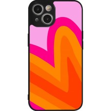 Coque iPhone 14 - Silicone rigide noir Valentine 2024 heart gradient