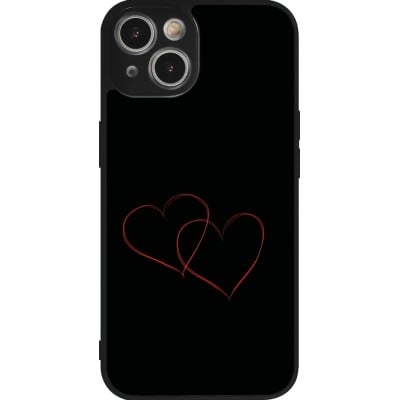 Coque iPhone 14 - Silicone rigide noir Valentine 2023 attached heart