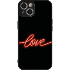 Coque iPhone 14 - Silicone rigide noir Valentine 2023 neon love