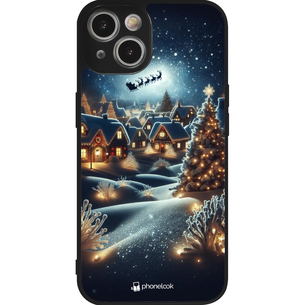 Coque iPhone 14 - Silicone rigide noir Noël 2023 Christmas is Coming