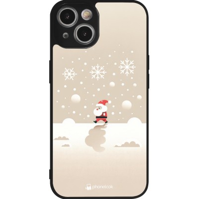 Coque iPhone 14 - Silicone rigide noir Noël 2023 Minimalist Santa