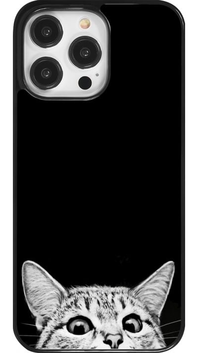 Coque iPhone 14 Pro Max - Cat Looking Up Black