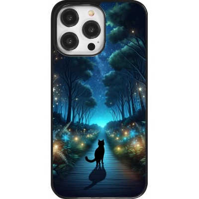 Coque iPhone 14 Pro Max - Chat noir promenade