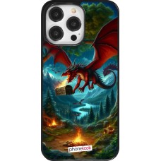 Coque iPhone 14 Pro Max - Dragon Volant Forêt Trésor