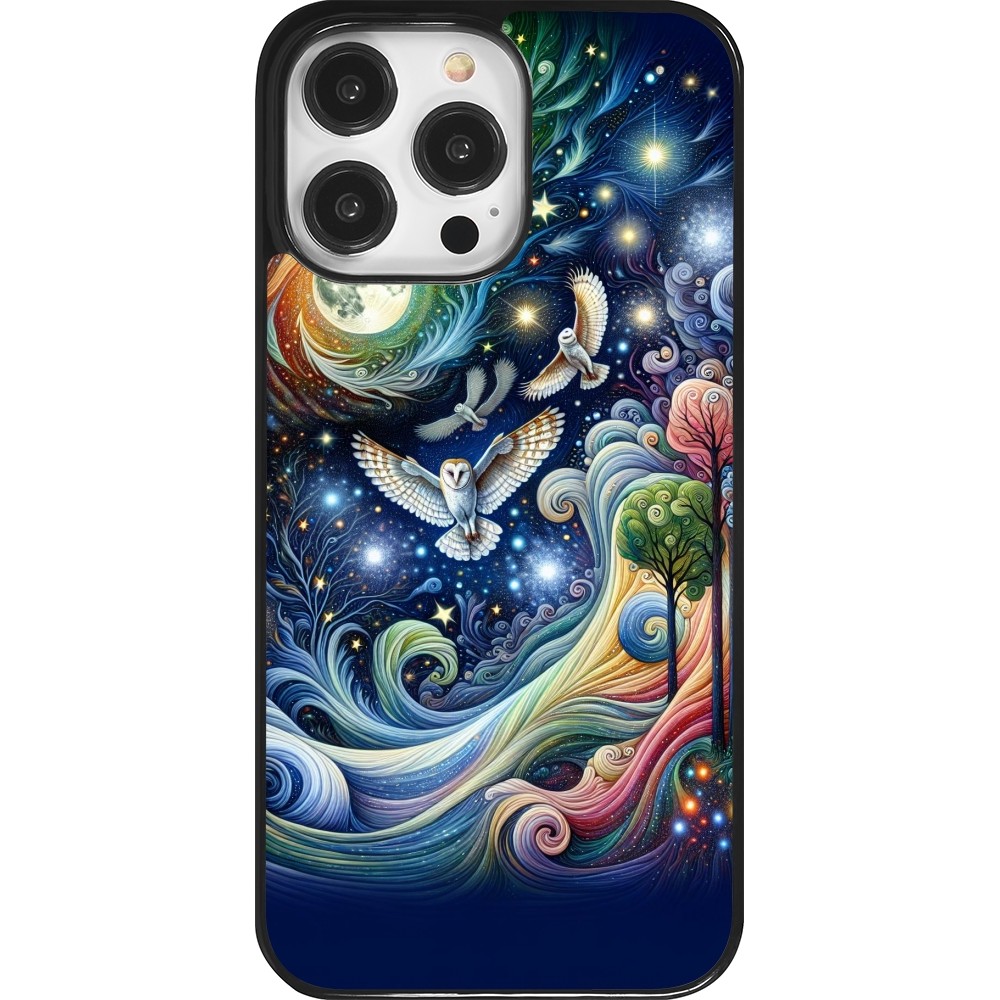 Coque iPhone 14 Pro Max - hibou volant floral