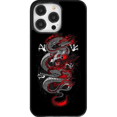 Coque iPhone 14 Pro Max - Japanese style Dragon Tattoo Red Black