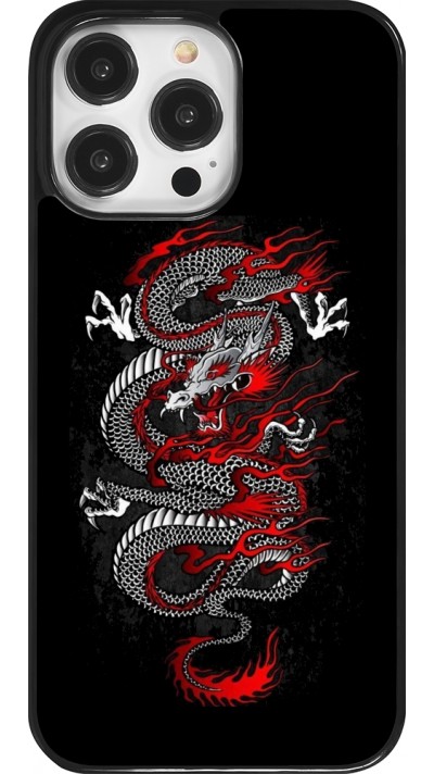 iPhone 14 Pro Max Case Hülle - Japanese style Dragon Tattoo Red Black