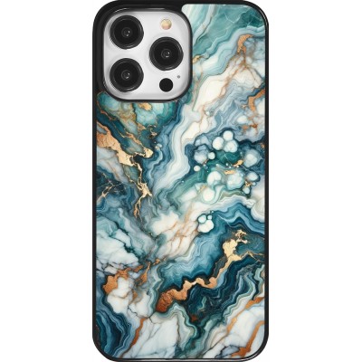 Coque iPhone 14 Pro Max - Marbre Vert Bleu Doré