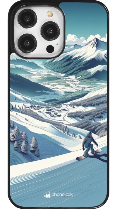 Coque iPhone 14 Pro Max - Snowboarder Montagne