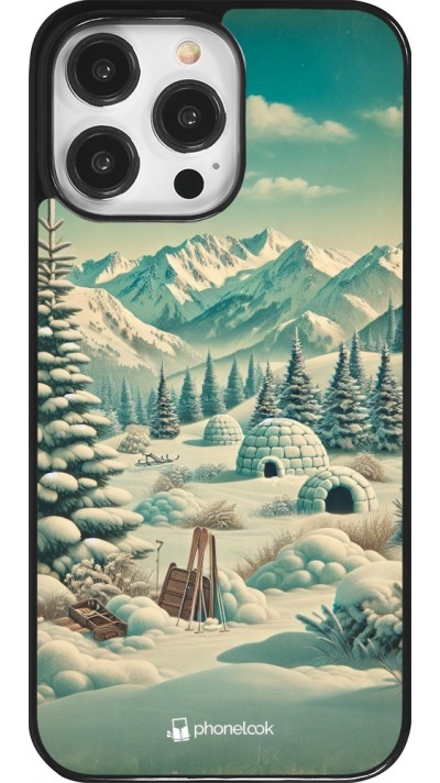 Coque iPhone 14 Pro Max - Vintage Snowy Mountain Igloo