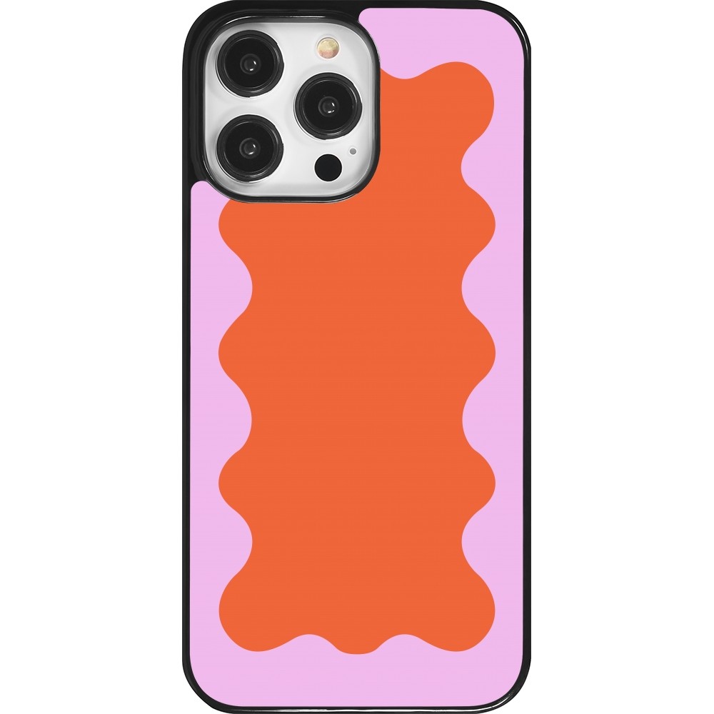 Coque iPhone 14 Pro Max - Wavy Rectangle Orange Pink