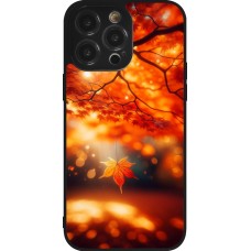 Coque iPhone 14 Pro Max - Silicone rigide noir Automne Magique Orange