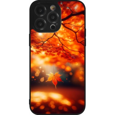 Coque iPhone 14 Pro Max - Silicone rigide noir Automne Magique Orange