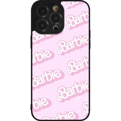 Coque iPhone 14 Pro Max - Silicone rigide noir Barbie light pink pattern