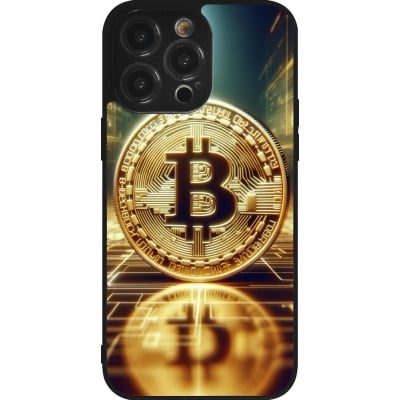 Coque iPhone 14 Pro Max - Silicone rigide noir Bitcoin Standing