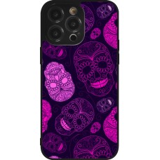 Coque iPhone 14 Pro Max - Silicone rigide noir Halloween 2023 pink skulls