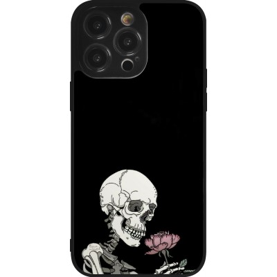 Coque iPhone 14 Pro Max - Silicone rigide noir Halloween 2023 rose and skeleton