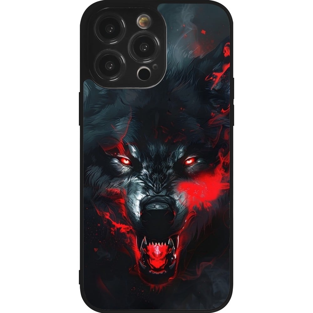 Coque iPhone 14 Pro Max - Silicone rigide noir Halloween 2024 mad werewolf