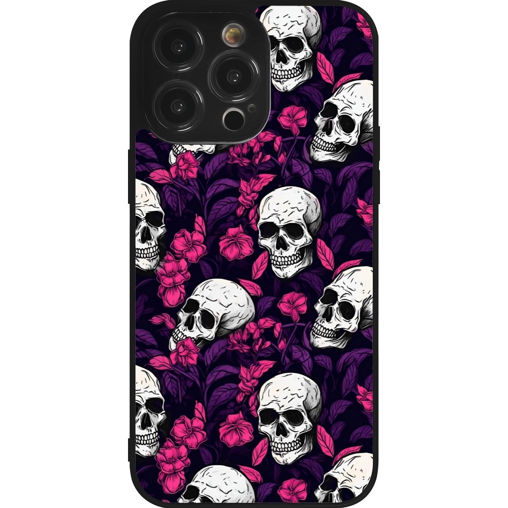 Coque iPhone 14 Pro Max - Silicone rigide noir Halloween 2024 romantic skulls