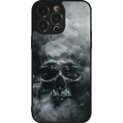 Coque iPhone 14 Pro Max - Silicone rigide noir Halloween 2024 smoky skull