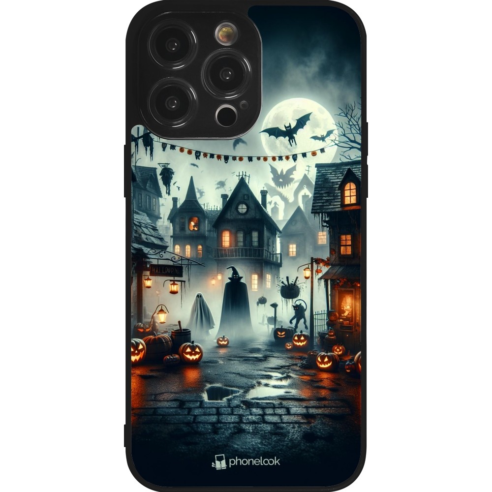 Coque iPhone 14 Pro Max - Silicone rigide noir Halloween Spookville