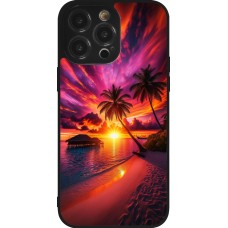 Coque iPhone 14 Pro Max - Silicone rigide noir Maldives Dusk Bliss