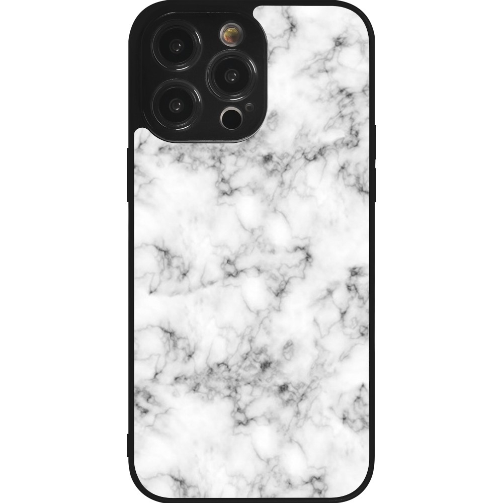 Coque iPhone 14 Pro Max - Silicone rigide noir Marble 01