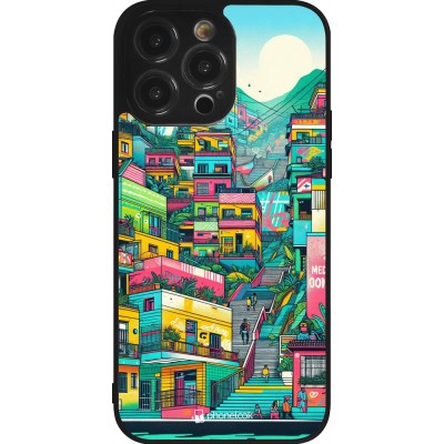 Coque iPhone 14 Pro Max - Silicone rigide noir Medellin Comuna 13 Art